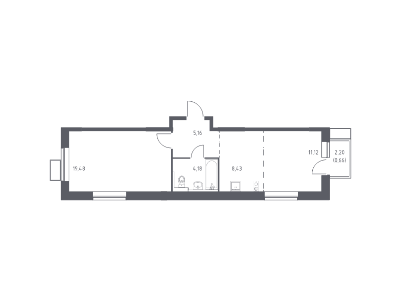 2 ккв (Евро) 49 м²