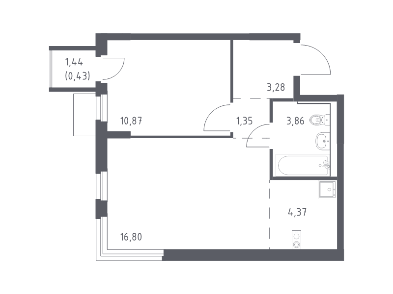 2 ккв (Евро) 41 м²