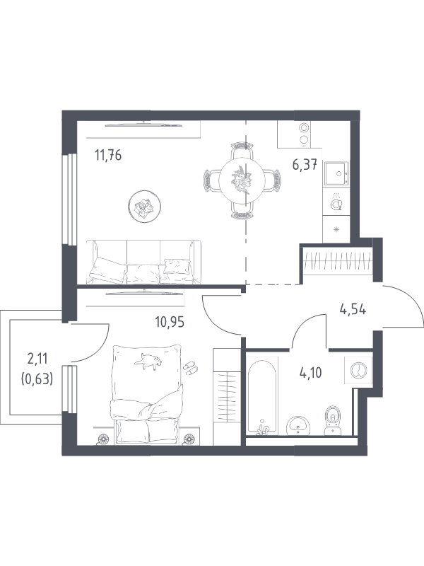 2 ккв (Евро) 38,4 м²