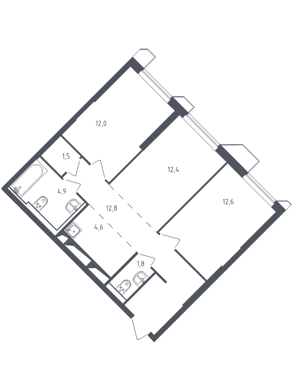 3 ккв (Евро) 62 м²