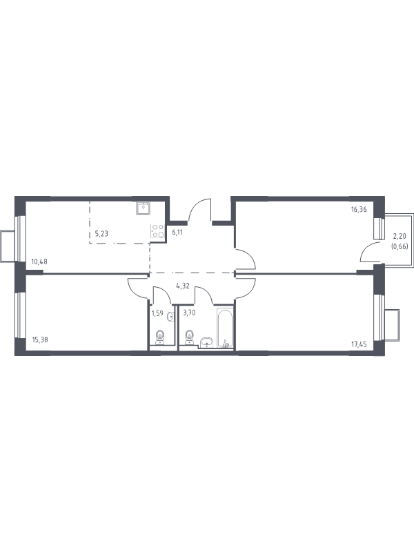 4 ккв (Евро) 81,3 м²