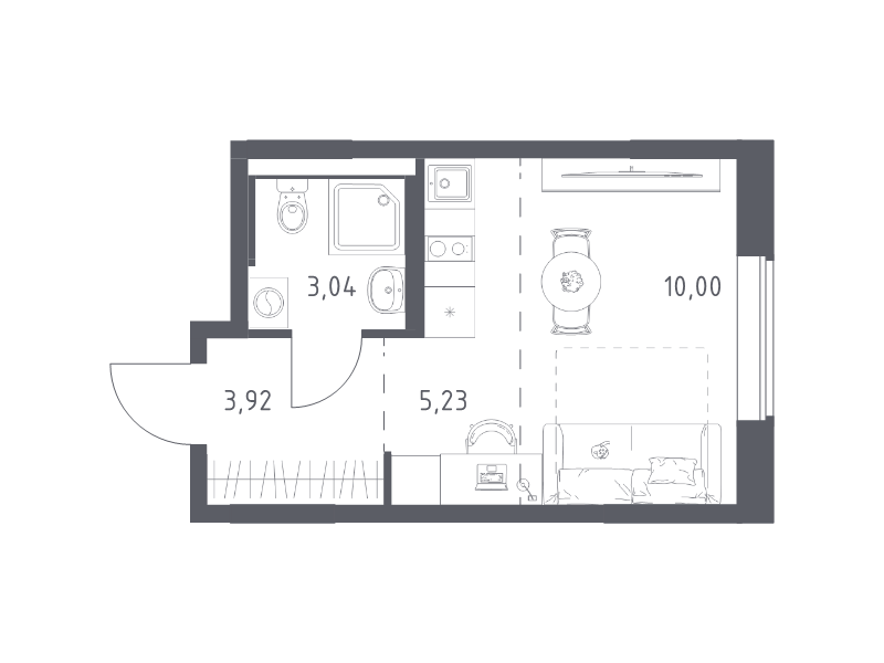 Студия 22,2 м²