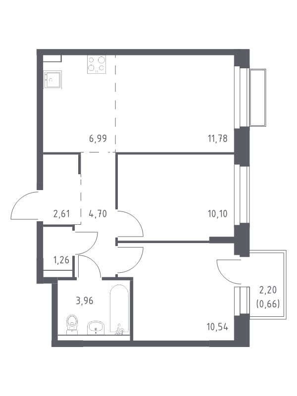 3 ккв (Евро) 52,6 м²