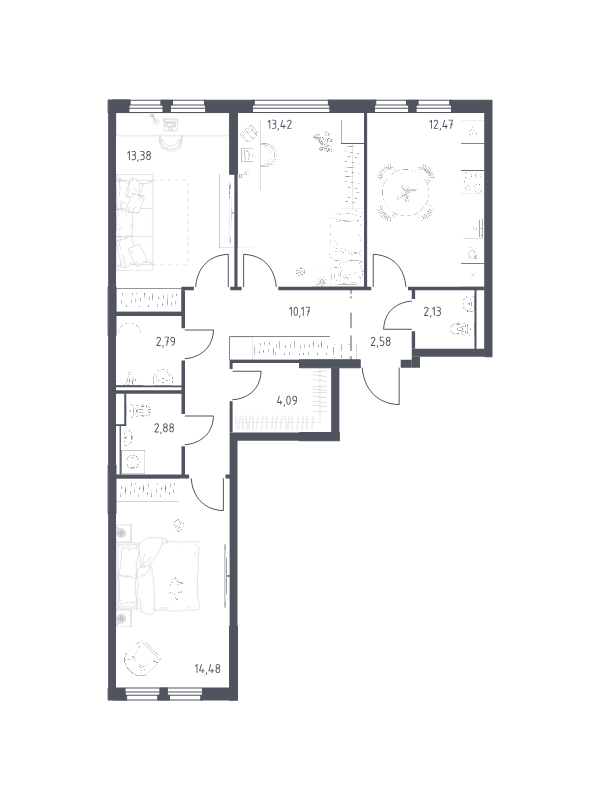 3 ккв 78,4 м²
