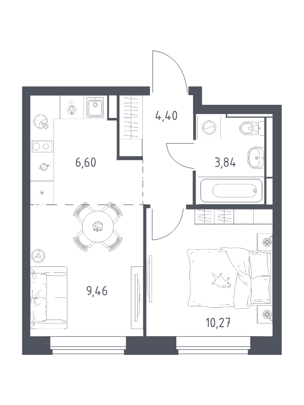 2 ккв (Евро) 34,6 м²