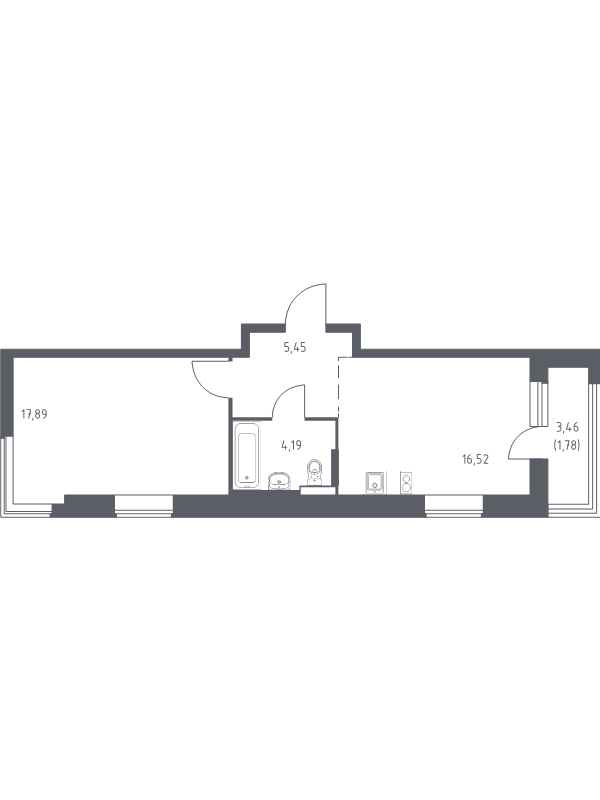 2 ккв (Евро) 48,6 м²