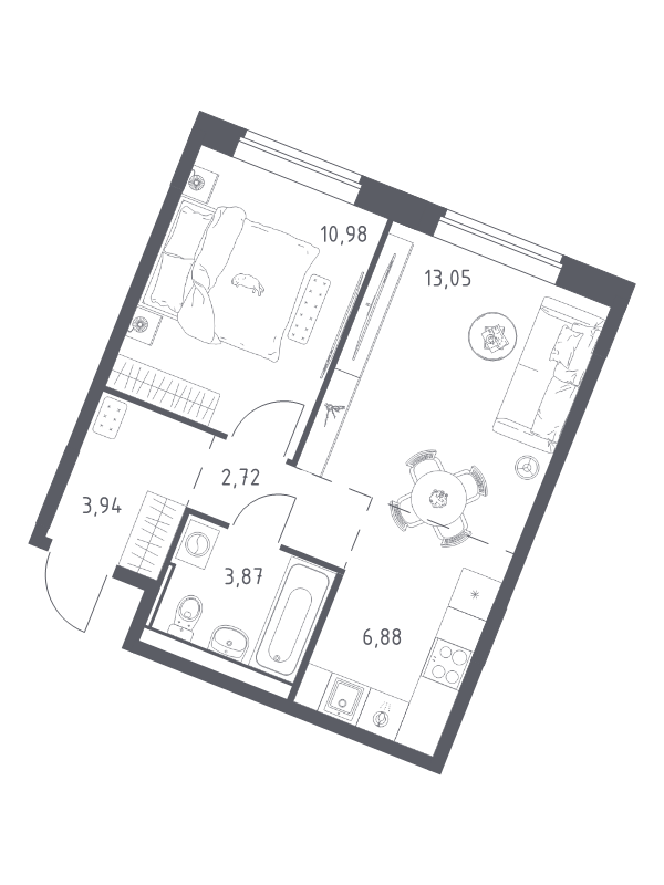 2 ккв (Евро) 41,5 м²