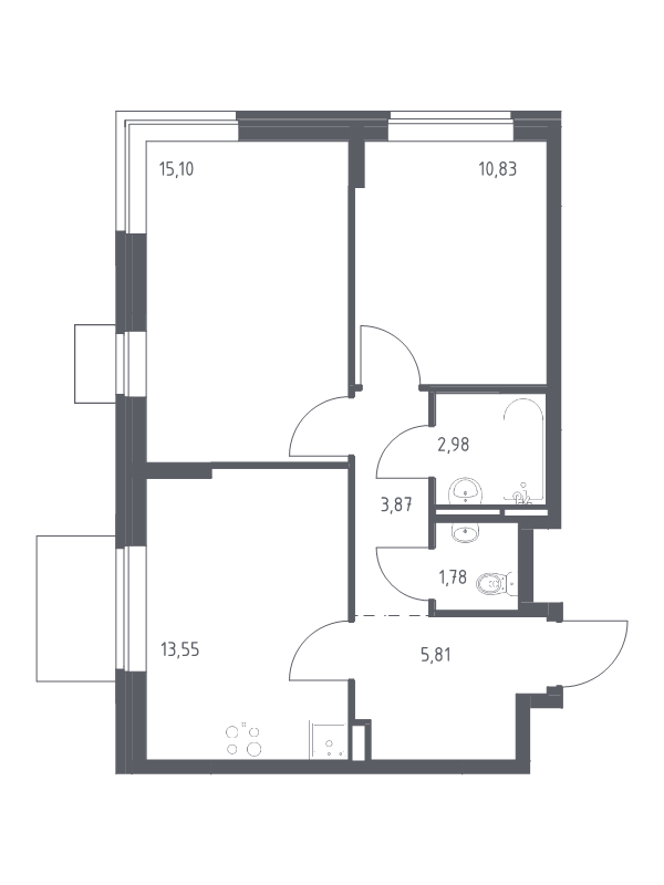 2 ккв 53,9 м²