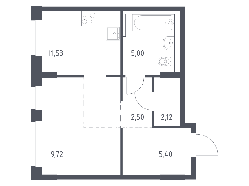 Студия 36,3 м²