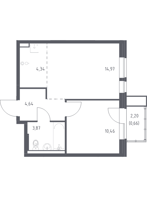 2 ккв (Евро) 38,9 м²