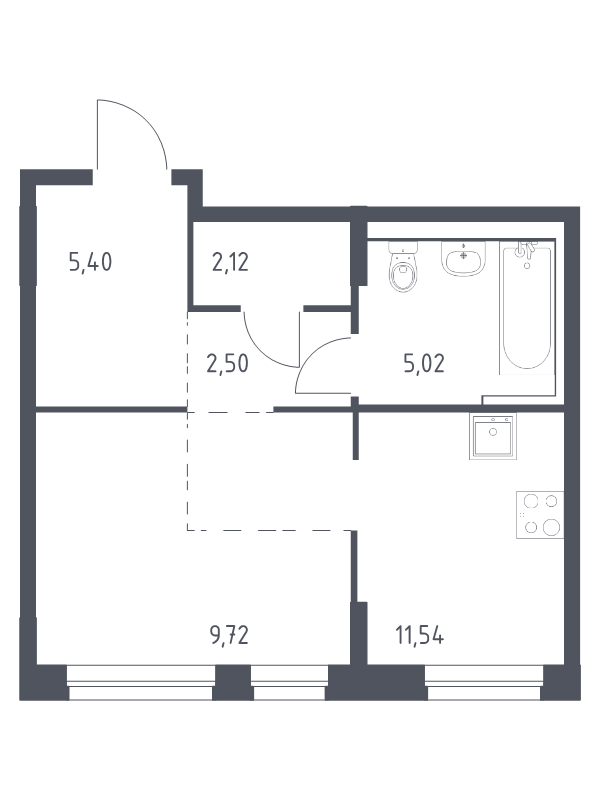 Студия 36,3 м²