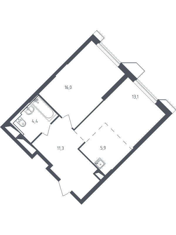 2 ккв (Евро) 51,4 м²