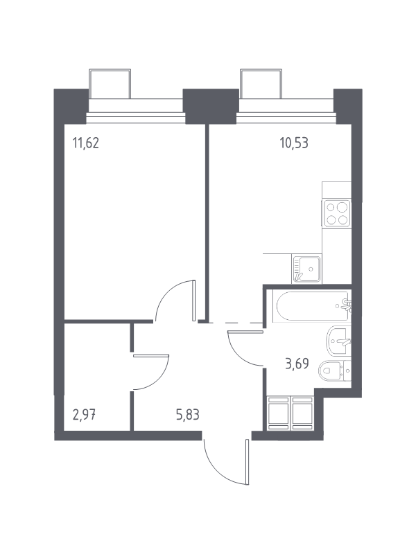 1 ккв 34,7 м²