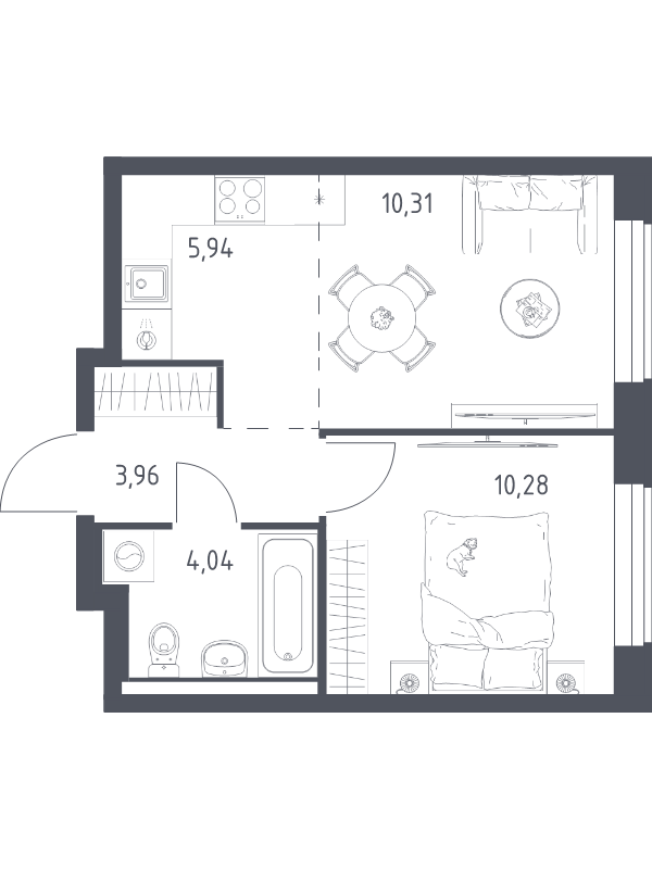 2 ккв (Евро) 34,5 м²