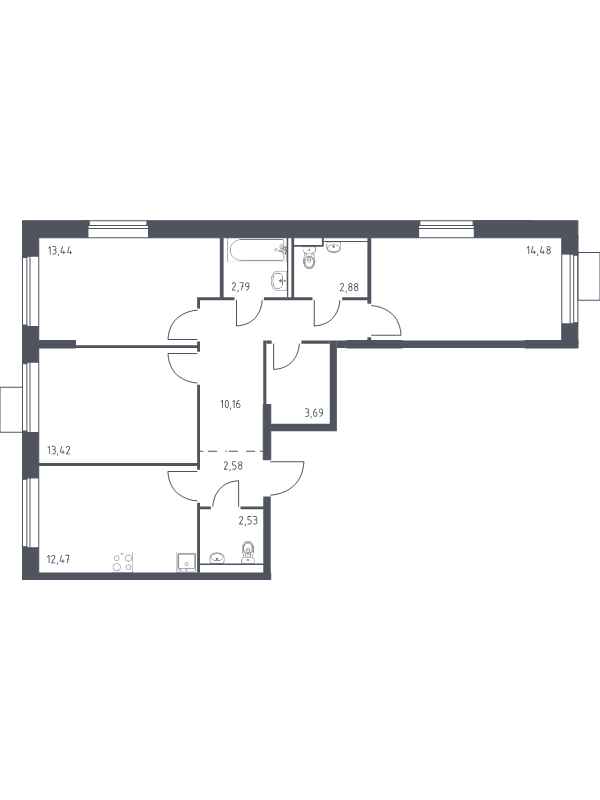 3 ккв 78,4 м²