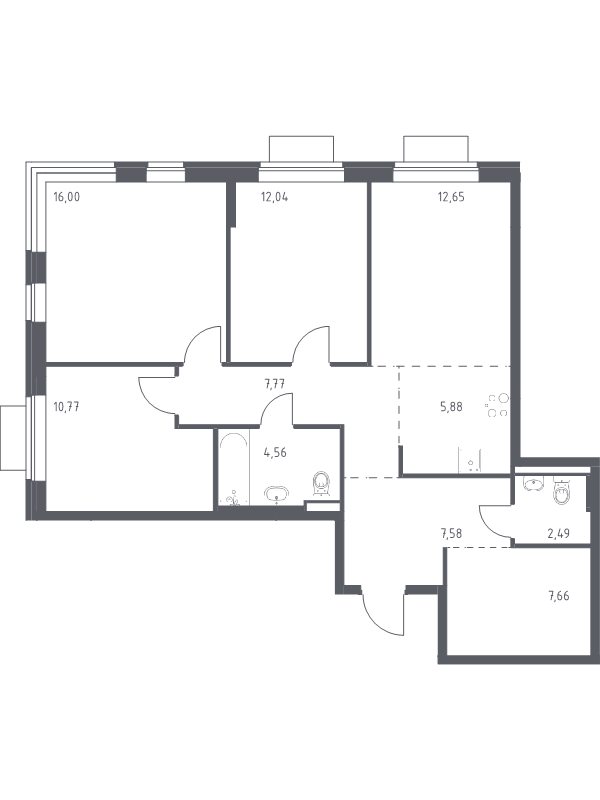 4 ккв (Евро) 87,4 м²