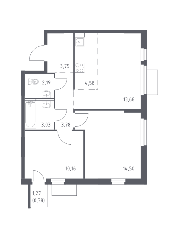 3 ккв (Евро) 56,1 м²