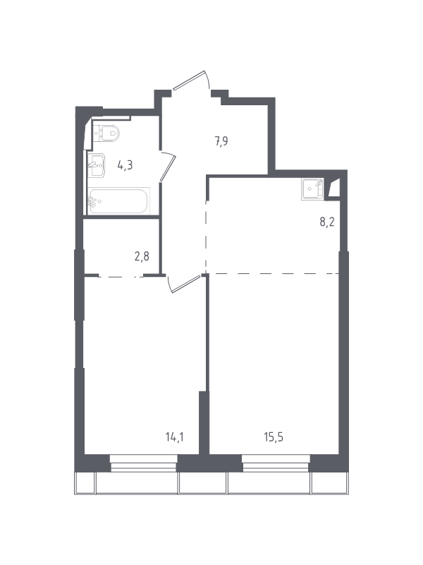 2 ккв (Евро) 52,7 м²