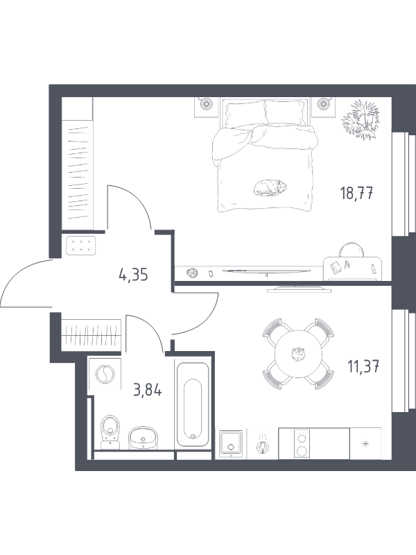 1 ккв 37,8 м²