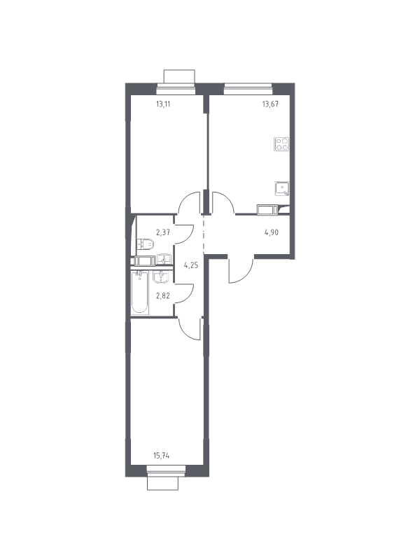 2 ккв 56,9 м²