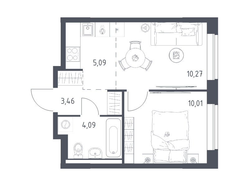 2 ккв (Евро) 32,9 м²