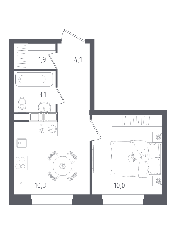 Студия 29,4 м²