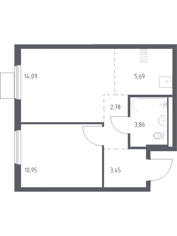2 ккв (Евро) 40,8 м²