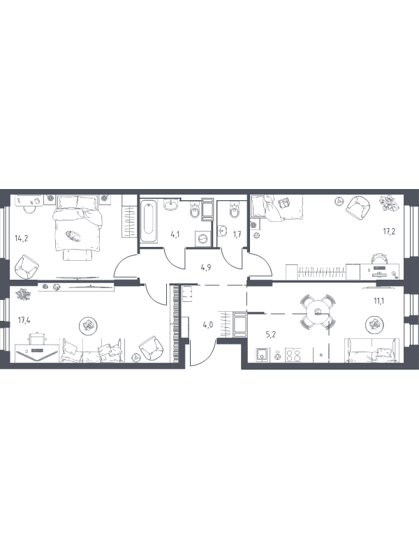 4 ккв (Евро) 79 м²