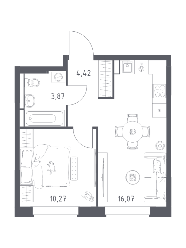 2 ккв (Евро) 34,6 м²