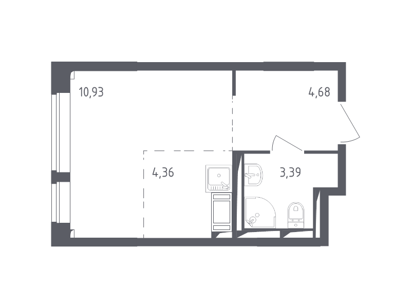 Студия 22,9 м²