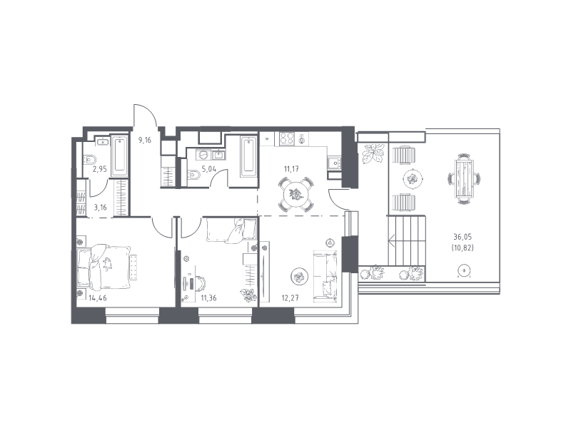 3 ккв (Евро) 80,4 м²