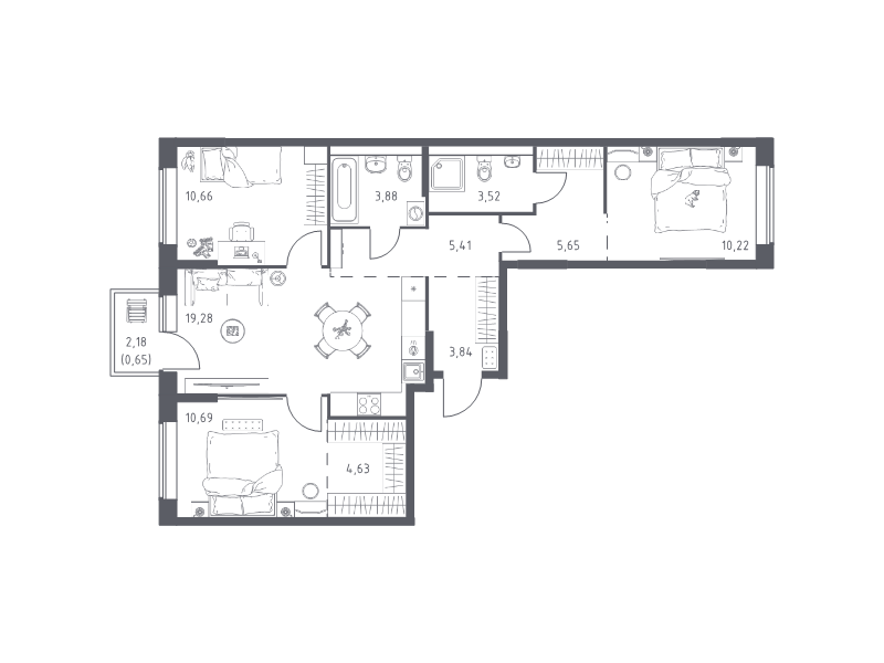 4 ккв (Евро) 78,4 м²