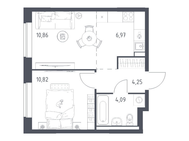 2 ккв (Евро) 37 м²