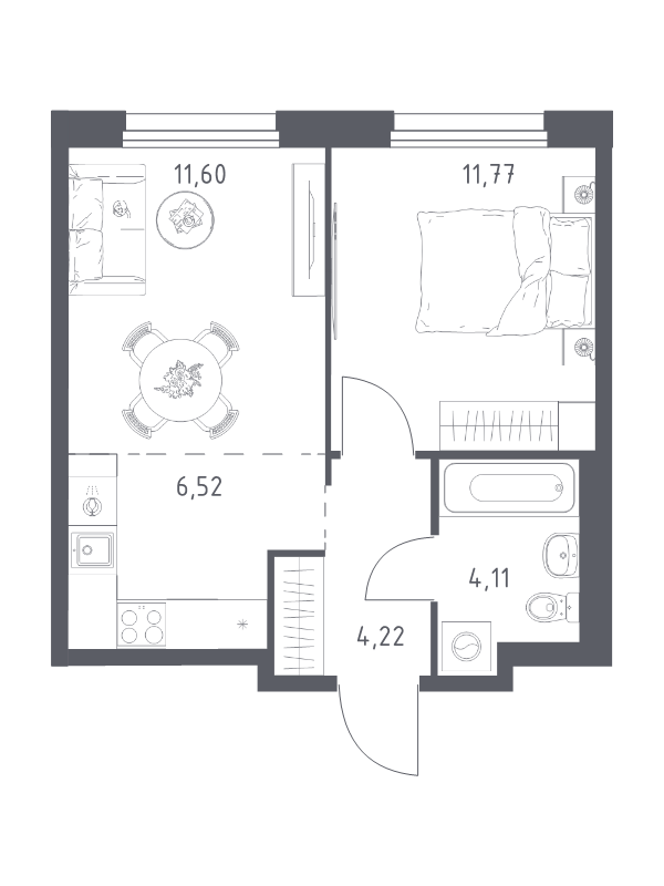 2 ккв (Евро) 38,2 м²