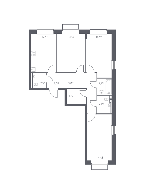 3 ккв (Евро) 78,6 м²