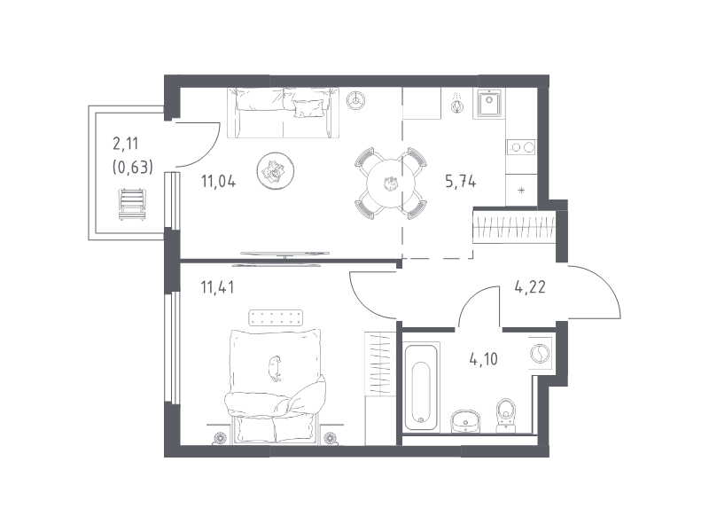 2 ккв (Евро) 37,1 м²