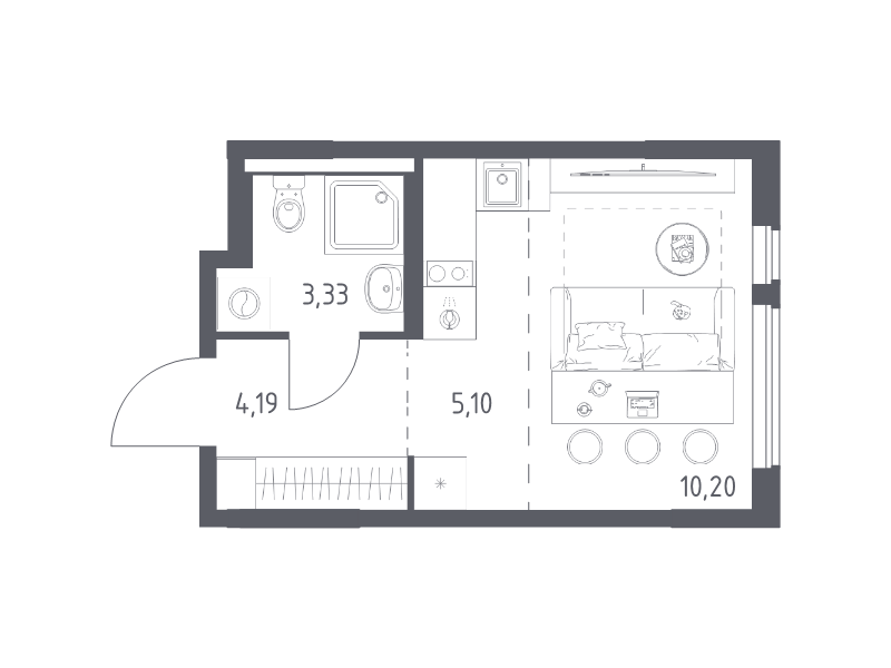 Студия 22,8 м²