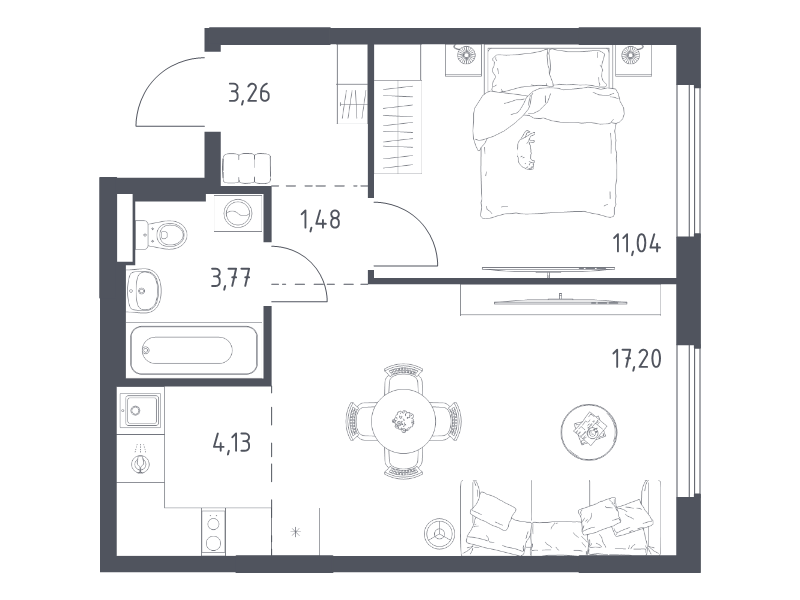 2 ккв (Евро) 40,9 м²