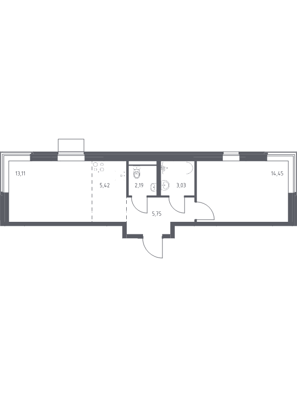 2 ккв (Евро) 43,7 м²