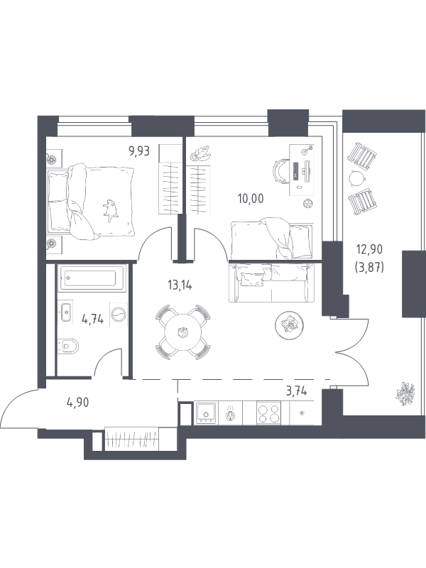 3 ккв (Евро) 50,3 м²