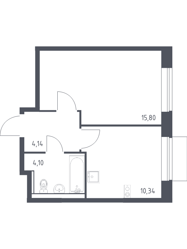 1 ккв 34,4 м²