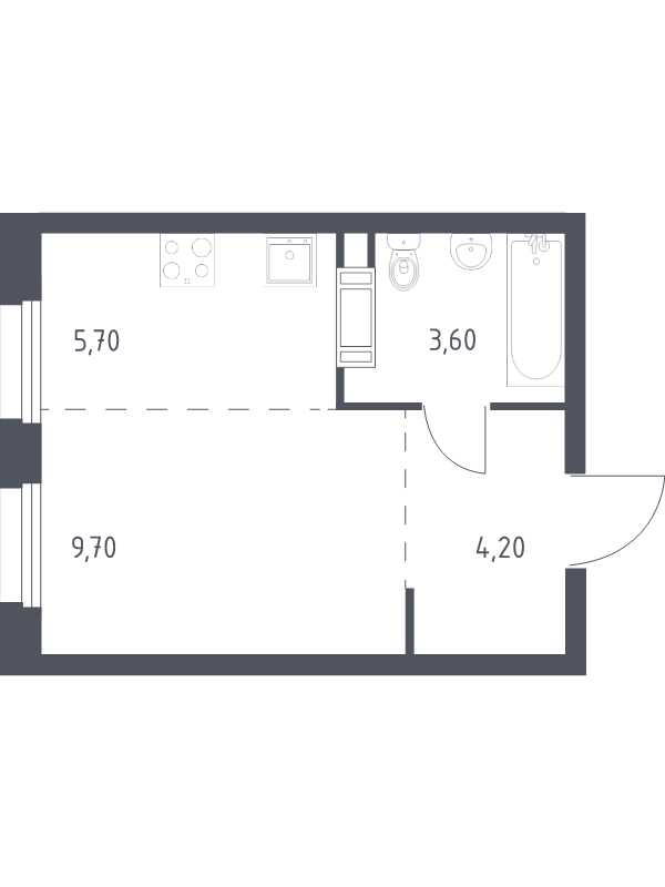 Студия 23,4 м²