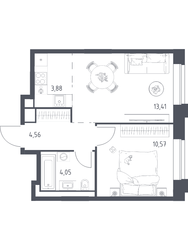 2 ккв (Евро) 36,5 м²