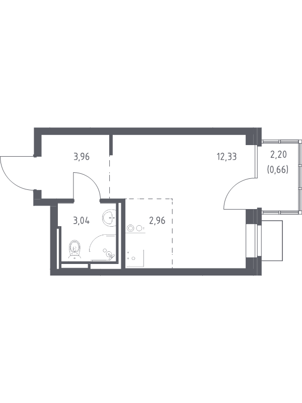 Студия 23 м²