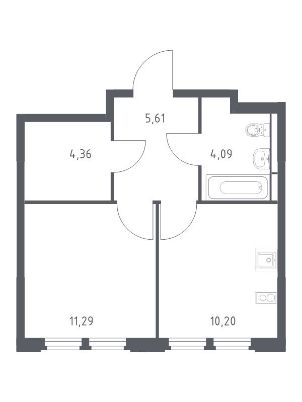 1 ккв 35,6 м²