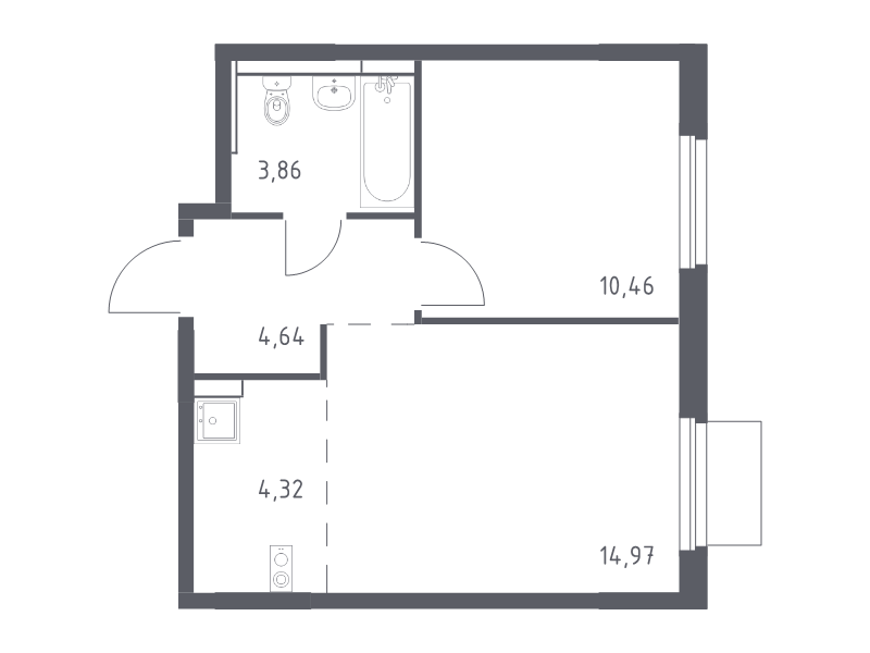 2 ккв (Евро) 38,3 м²