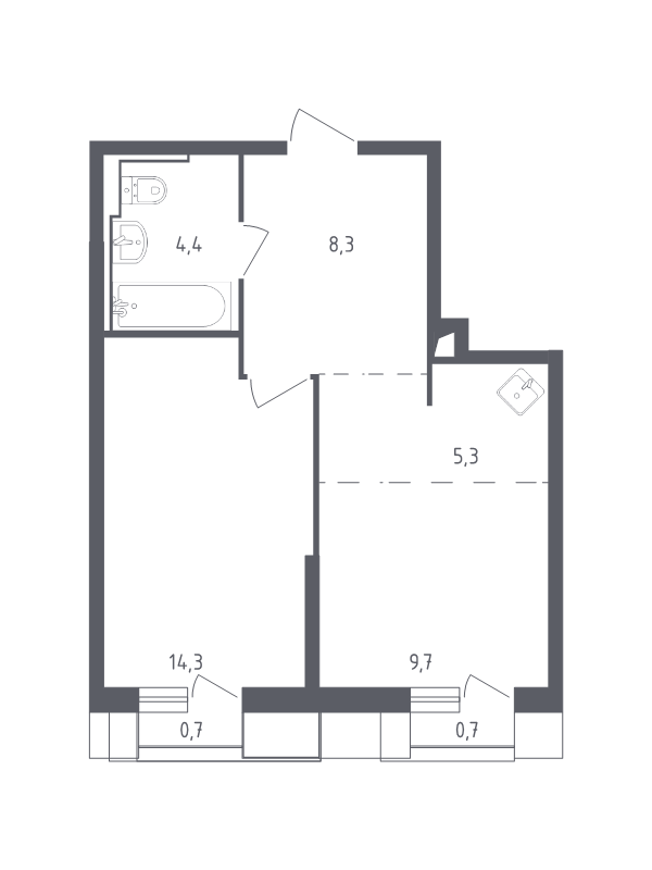 2 ккв (Евро) 43 м²