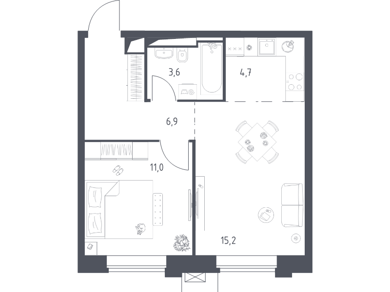 2 ккв (Евро) 41,3 м²