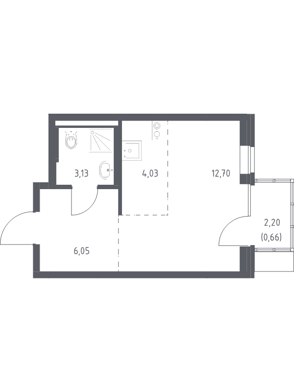Студия 26,6 м²