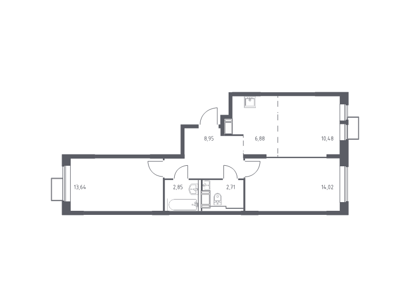 3 ккв (Евро) 59,5 м²